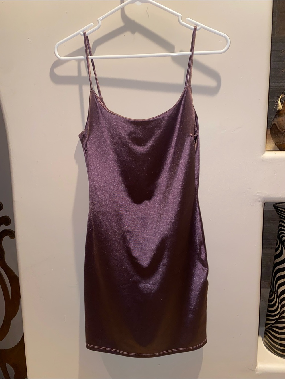 Silky Plum Dress with Spaghetti Straps